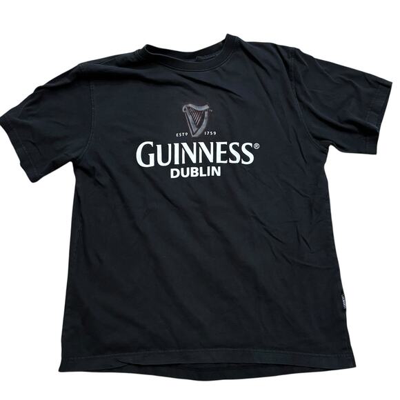 Guinness Dublin Harp Logo Black T-Shirt Men's Size Medium Beer Ireland Official - Picture 2 of 6
